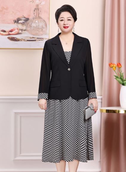 Set đầm xòe kèm áo khoát vest bigsize cao cấp - BSsv422