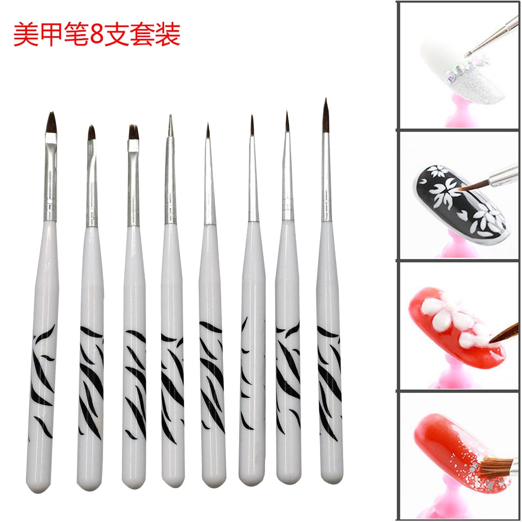 Bộ 8 Cây Cọ Ngựa Vằn Vẽ - Trang Trí Móng