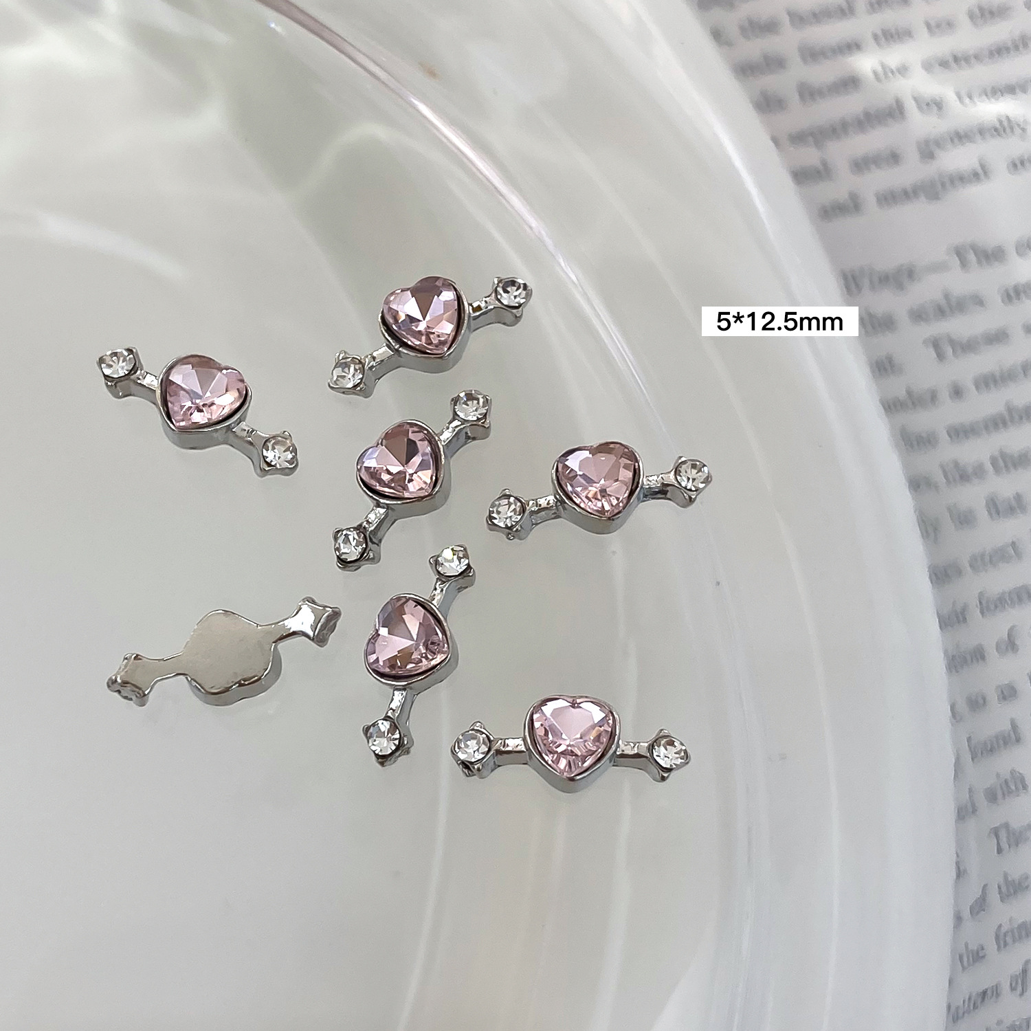 Charm Bạc Đá Pha Lê Hồng Pastel | Trang Trí Móng Tay