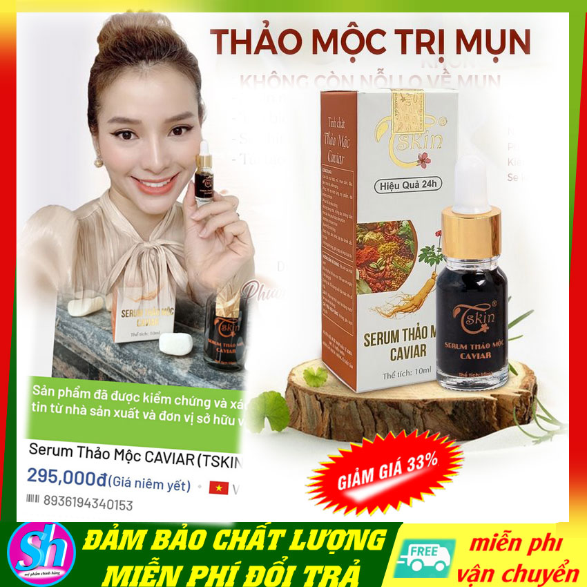 Serum dưỡng trắng da mờ thâm mụn căn bóng da Caviar 10ml