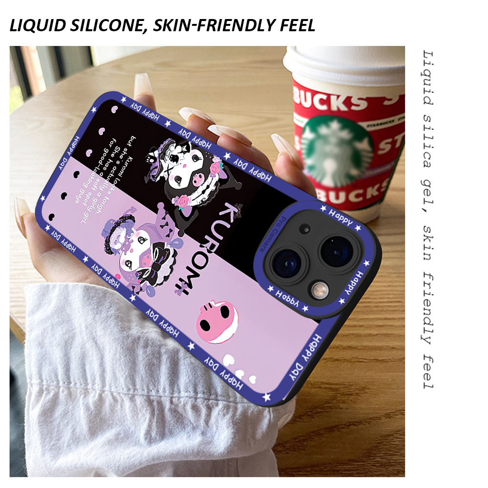 Hontinga Casing Case For Samsung Galaxy Note 8 Note 9 Case Cute Kuromi Square Soft Silicone Full Cover Camera Protection Shockproof Rubber Cases Back Cover Phone Casing Softcase For Boys Girls
