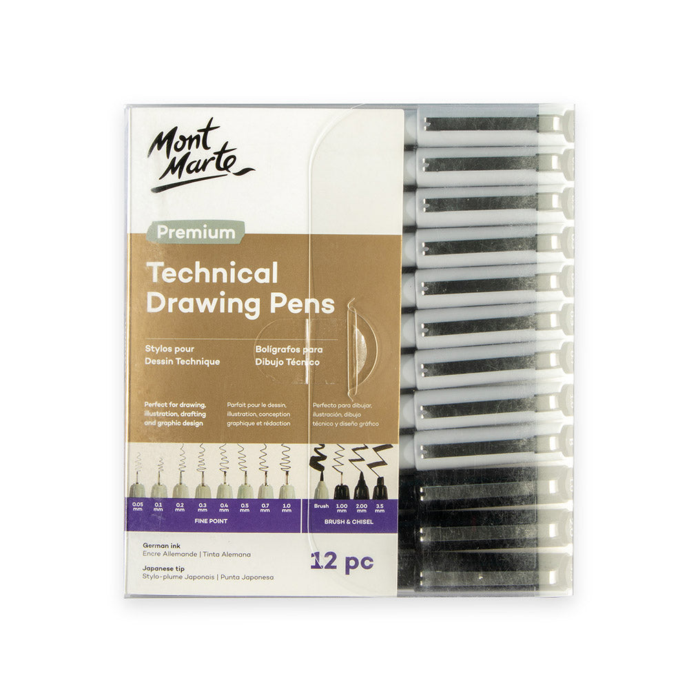Mont Marte Technical Drawing Pens 12pc.