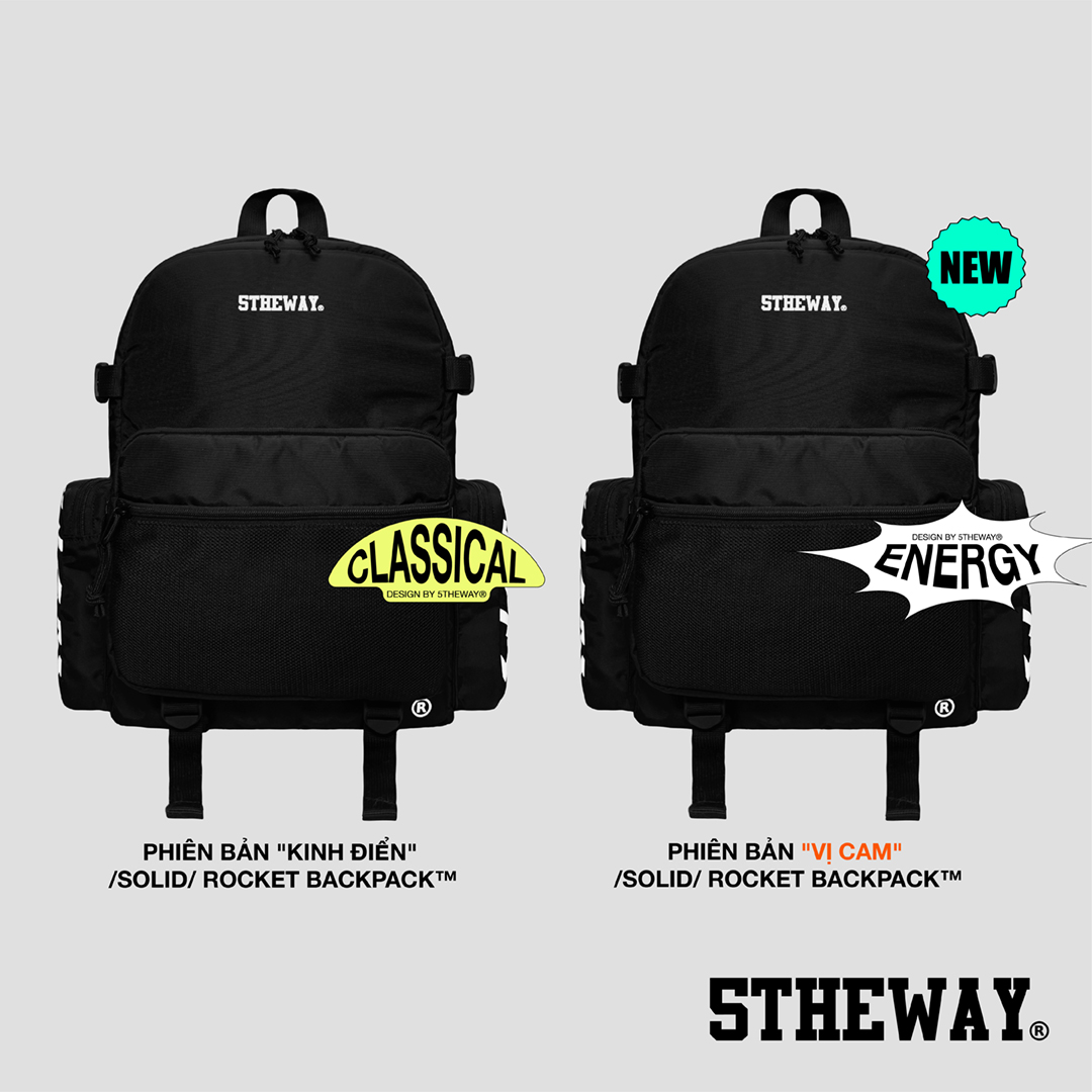 BALO 5THEWAY® /solid/ ROCKET BACKPACK™ in BLACK aka Balo Đen