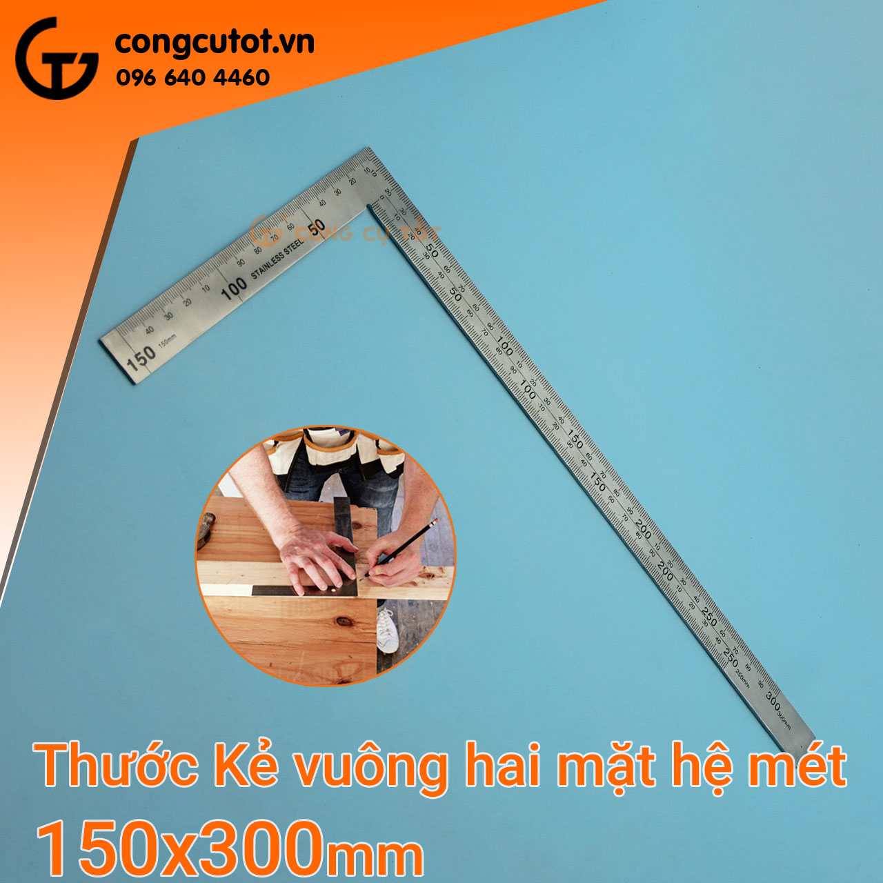 Thước đo góc vuông 2 mặt hệ mét