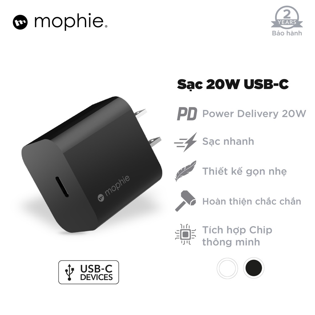 Sạc nhanh Mophie Power Delivery 20W 1 USB-C - Bảo hành 1 đổi 1 thumbnail