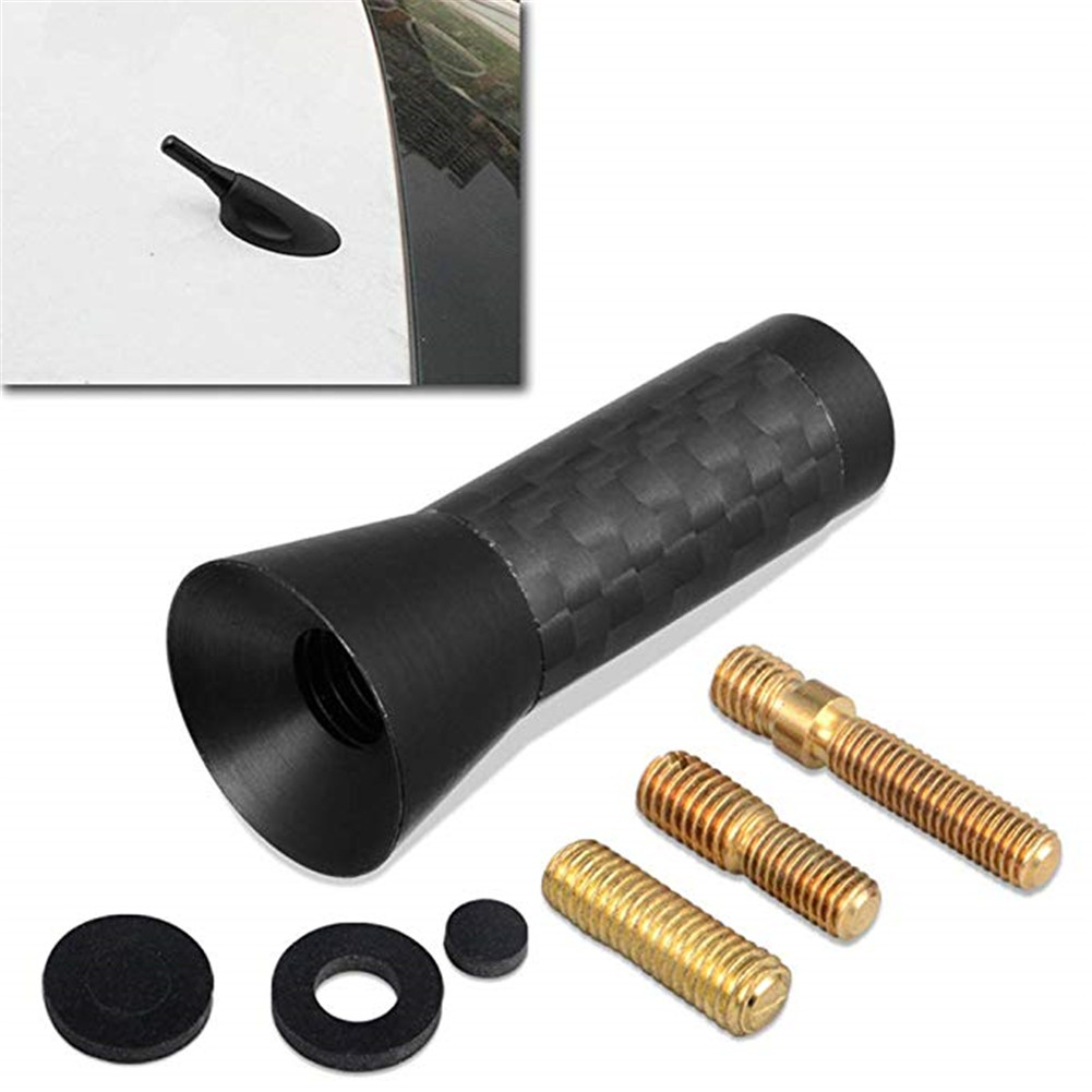Car Roof Antenna Aluminum Enhanced Signal 1.4" Carbon Fiber Screw Metal 3.5cm Short Stubby Mast Car Accessories Exterior.