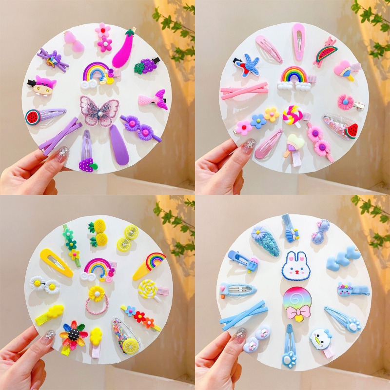(14 Bộ) Kẹp Tóc Hình Trái Cây Dễ Thương Thời Trang Cho Bé Gái
