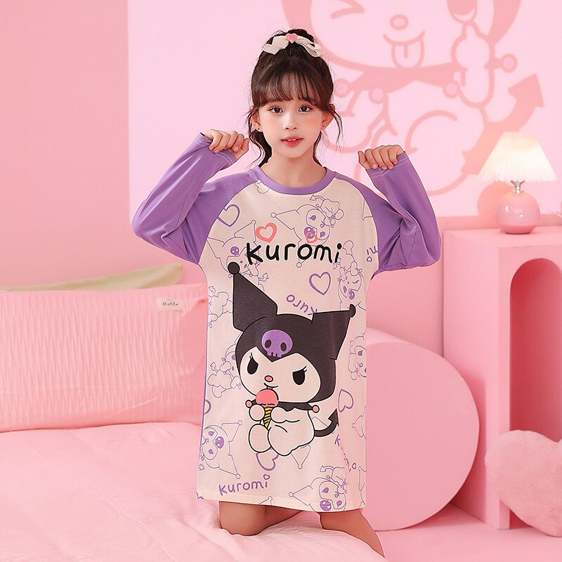 Kawaii Sanrio Children's Nightgown Anime Kuromi My Melody Cinnamoroll ...