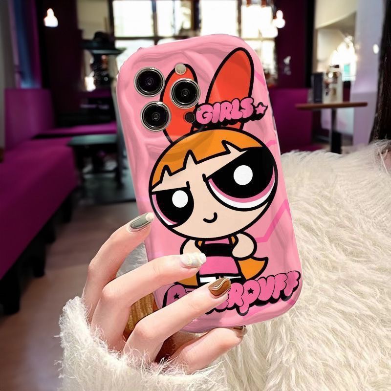 Hontinga for OPPO A3x Back Cover With Holder Fashion Girls Texture Phone Case Wavy Edge Soft Silicone Cover. 