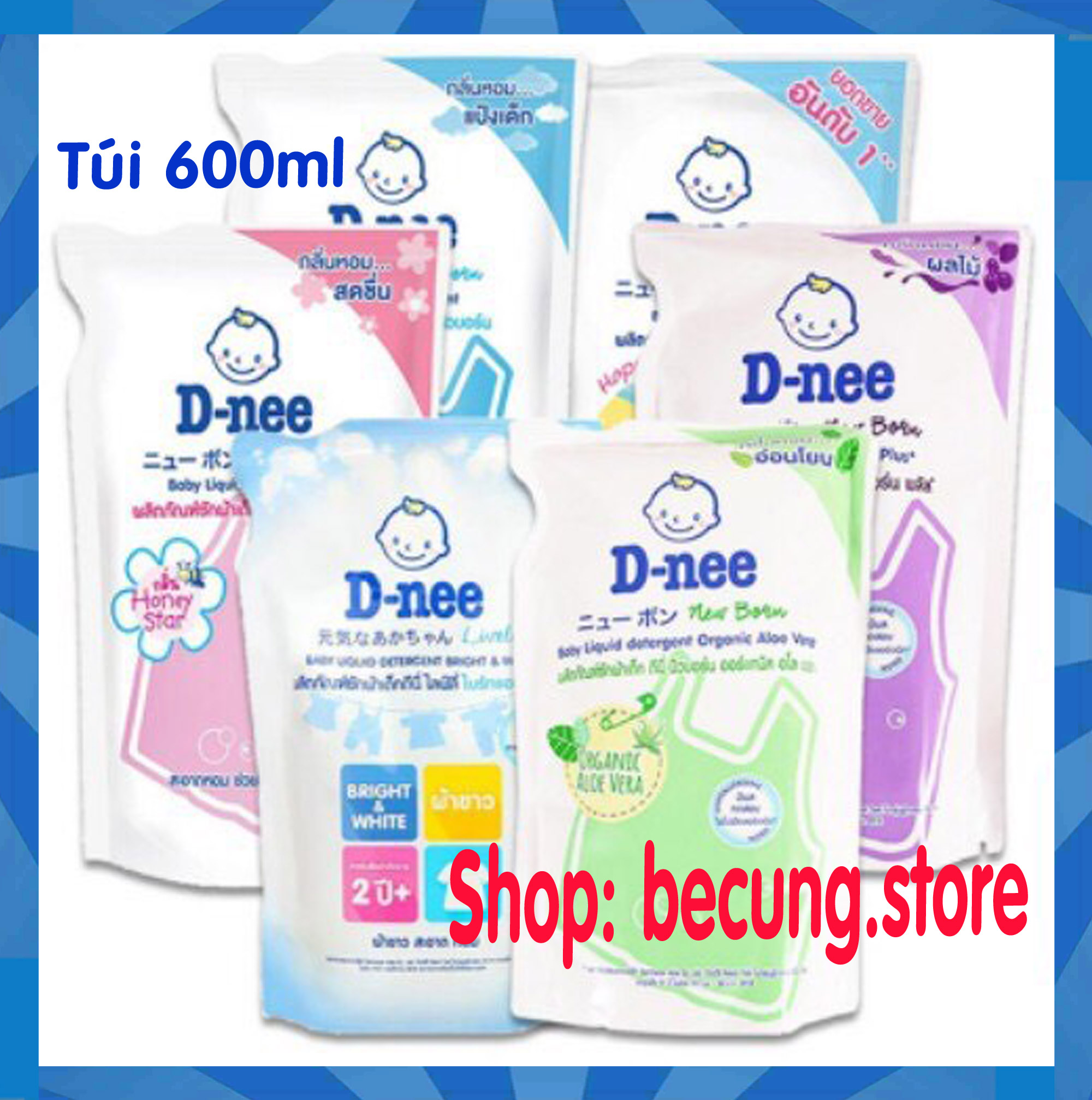 [Túi 600ml]- Nước giặt xả Dnee Thái Lan túi 600ml.