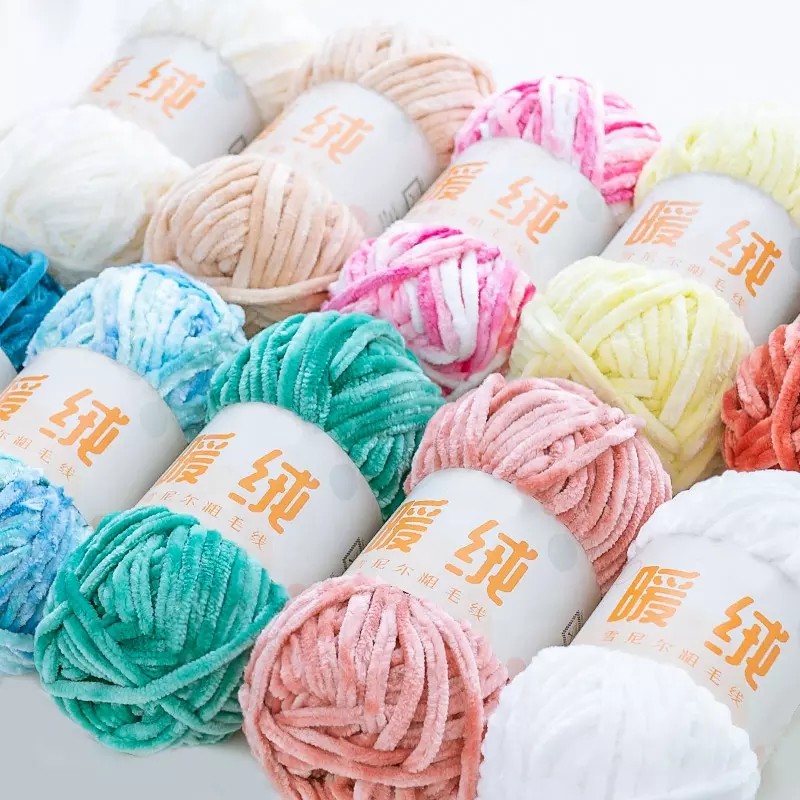 Len nhung Chenille sợi mềm mịn cuộn 100gr
