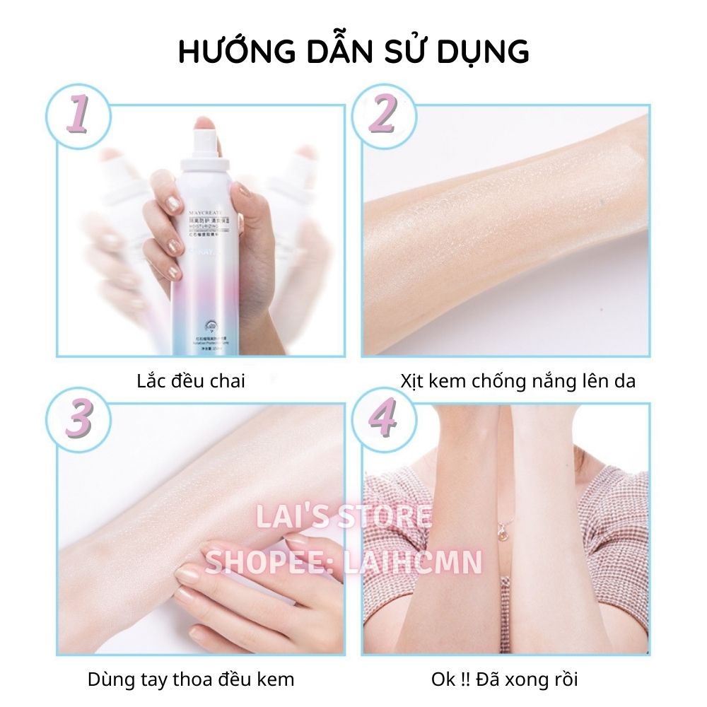 Xịt Chống Nắng Trắng Da Maycreate Moisturizing Spray - LAI'S STORE