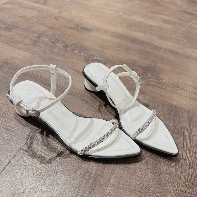 [VOUCHER 8%]Sandal gót quai quai mảnh đá hh gót cao 3 phân