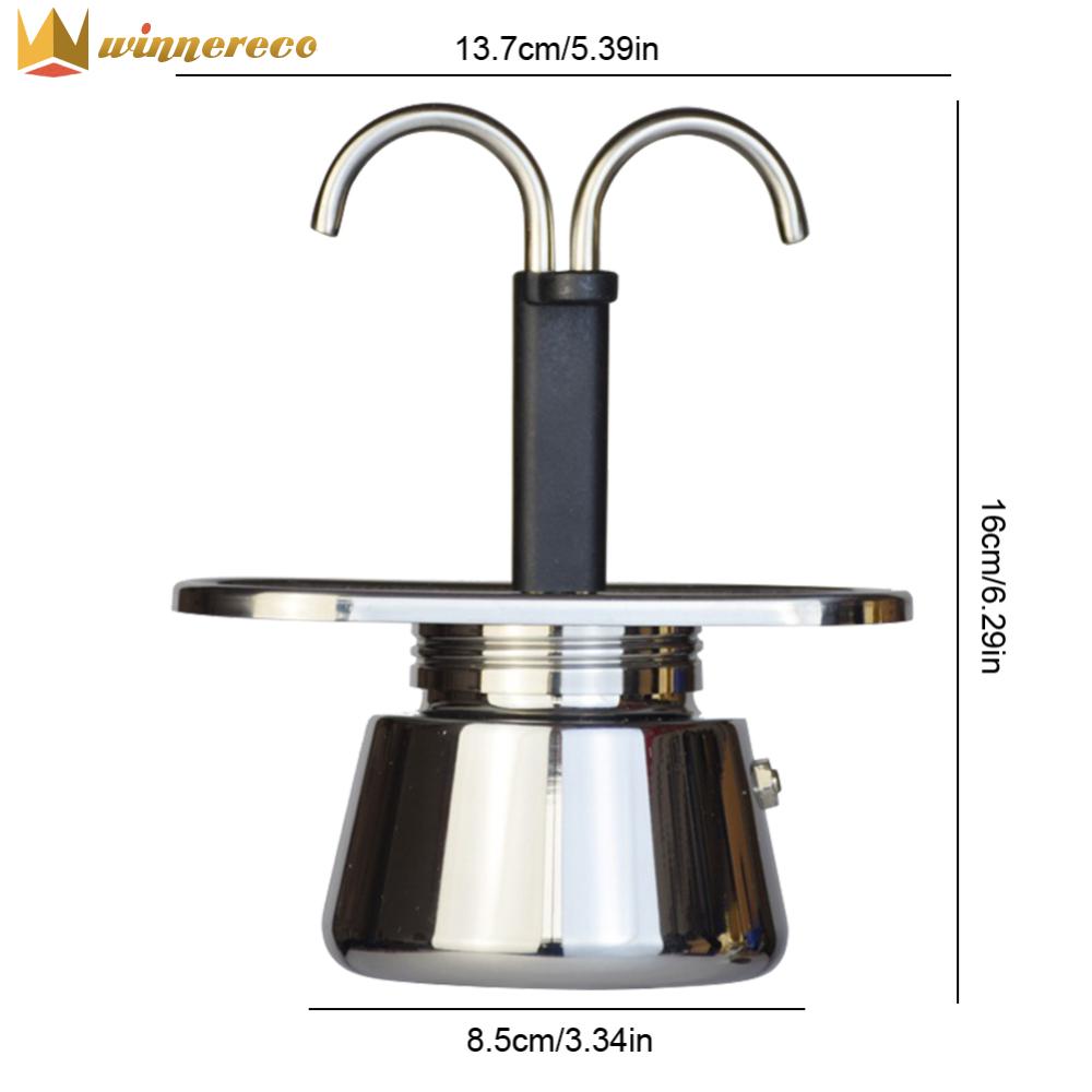 Moka Pot Double Tube 304 Stainless Steel Coffee Pot Italian Coffee Pot Espresso Mini Hand Pour Coffee Appliance Pot Kitchen Tool