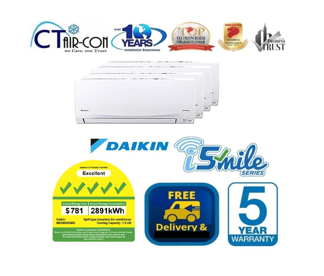 DAIKIN AirCon iSMILE Series INVERTER MultiSplit System 4 + FREE