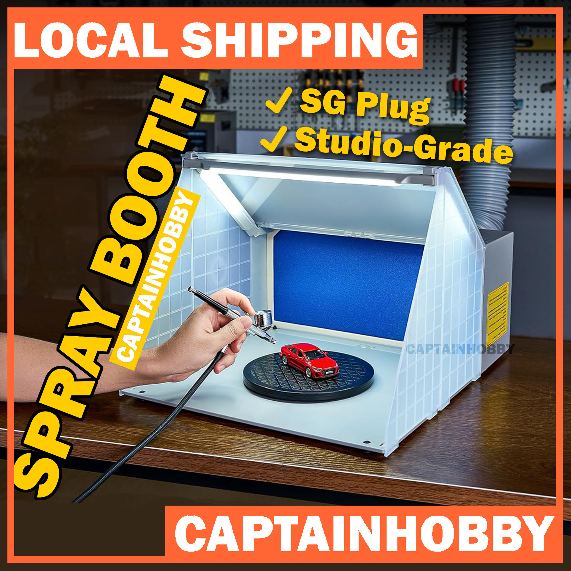Portable Airbrushing Spray Booth with LED Lights Water Curtain for