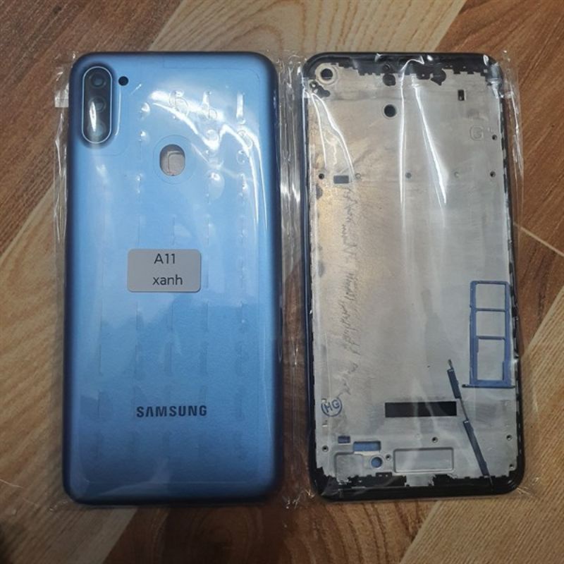 Vỏ samsung A11 có khay sim khung sườn nút bấm bao test