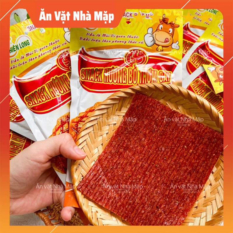 Snack hương bò thơm cay, bò miếng que cay ăn vặt, đồ ăn vặt tuổi thơ
