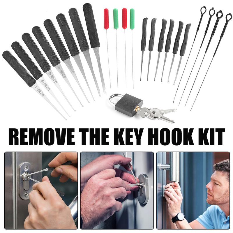 22Pcs Broken Key Extractor Kit Locksmith Hand Tools Reusable Locksmith Tool Removal Hook for Home Locksmith Hand Tools Professional Broken Key Extractor Kit GUFUZI
