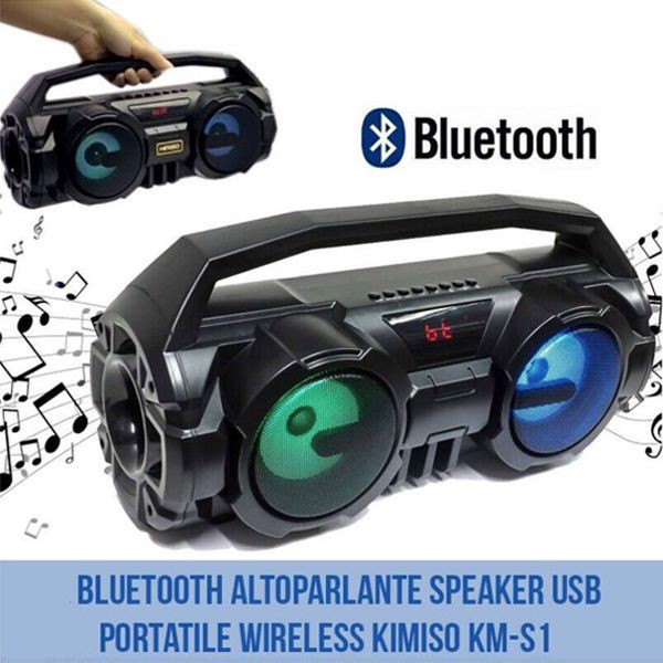 (Tặng míc hát), Loa Bluetooth Karaoke Kimiso KM-S1 , Âm thanh 3D nổi , bass cực khỏe , loa karaoke . loa bluetooth , loa mini , loa vi tính , loa máy tính . loa kéo , loa nghe nhạc , loa kẹo kéo