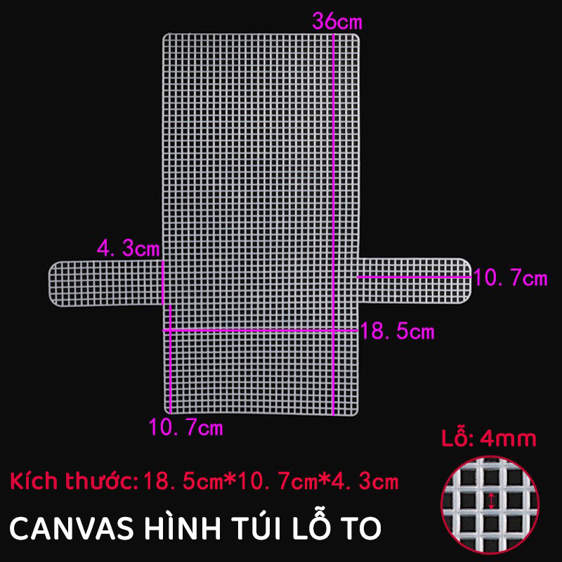 Canvas Túi Lỗ Lớn 4mm Dùng Cho Len Sợi Cỡ Lớn