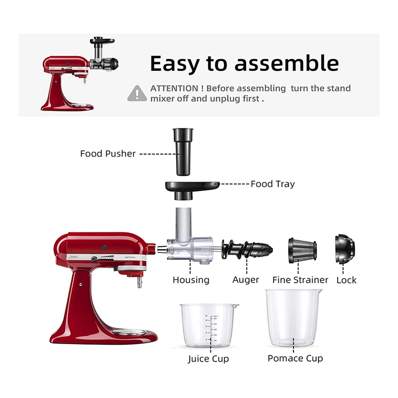 Juicer Attachment Replacement Parts Accessories Compatible with KitchenAid All Models Stand Mixers Slow Juicer Machines Attachment
