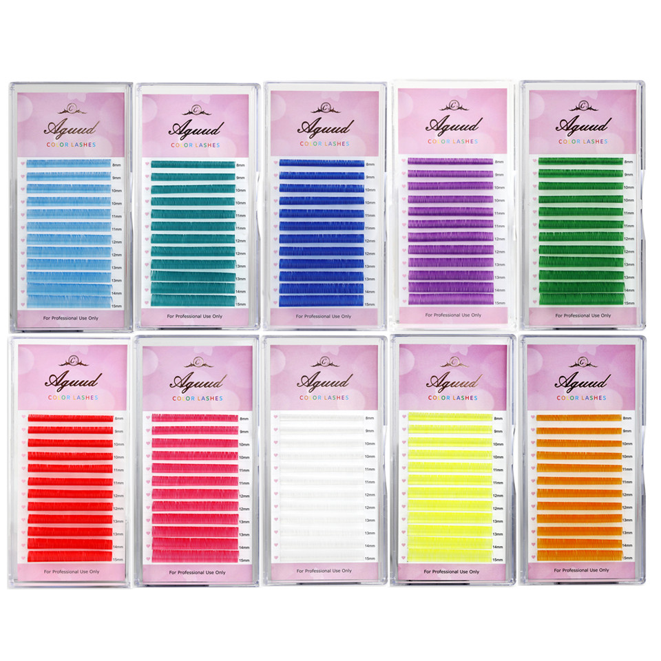 Colour Lash Extension Red Purple Blue Pink White Brown Flu Color False ...