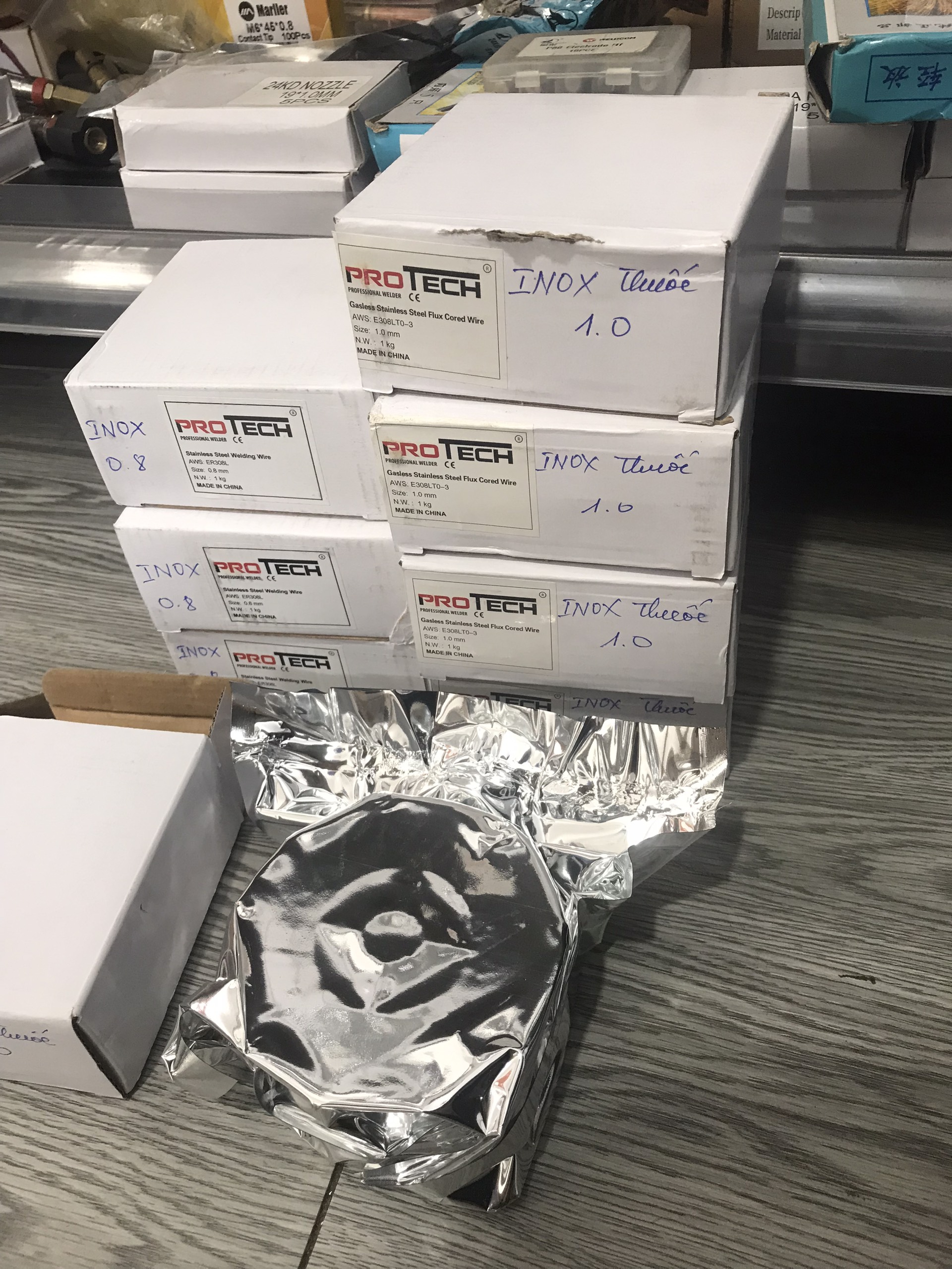 Dây hàn mig 1kg inox (dùng khí - không dùng khí)