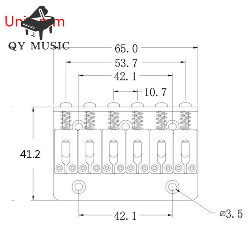 6-string 65mm Electric Guitar Hardtail Fixed Bridge Ball String Code Tail Pipe Top-load Bridge Compatible For Strat Tele