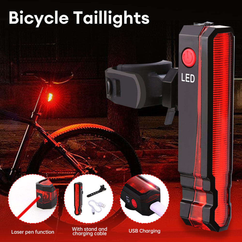 Virwir Folding Laser Bicycle Light Front And Rear Safety Warning Light Usb Rechargeable Bicycle Tail Light Waterproof Cycling Light