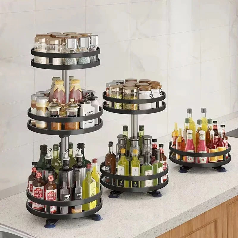 XINLANYASHE [Miễn Phí Vận Chuyển]Countertop Xoay Giá gia vị phòng tắm mỹ phẩm giá lưu trữ nhiều lớp lưu trữ nhà bếp Xoay Giá gia vị