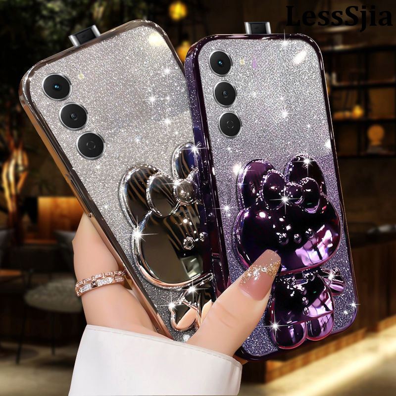 Phone cover Tecno Spark 40Pro Back case Camera Protection Semi Transparent Soft Silicone Rabbit bracket Shockproof Exquisite Glitter Powder For Tecno Spark 40 Pro + Phone casesd.