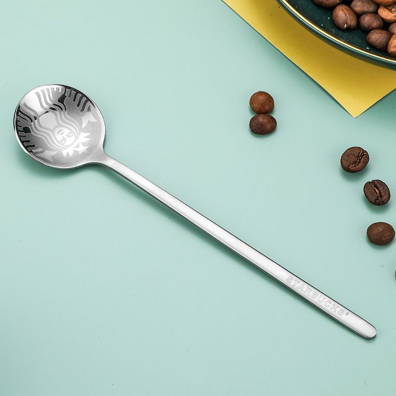 Startbuck Official Store Starbuck Stainless Steel New Starbuck Stainless Steel Coffee Bean Spoon Long Brewing and Mixing Household Milk Tea Spoon Popular Style Cute Little Spoon