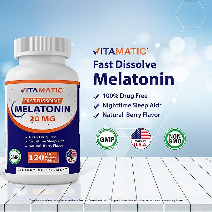 Viên Uống Giúp Dễ Ngủ Vitamatic Melatonin 20mg 120 Tablets