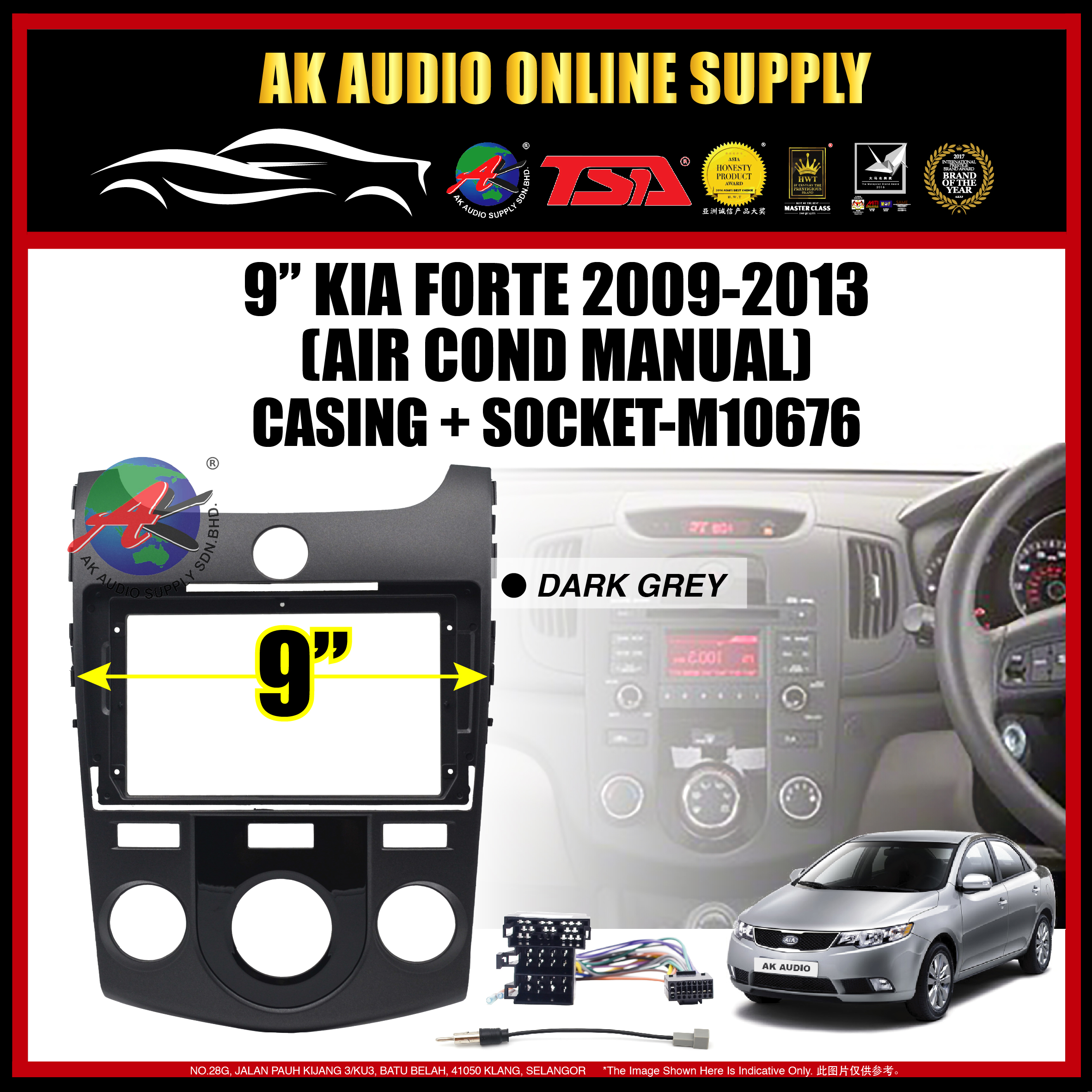 Kia Forte 2009 - 2013 ( Manual Aircond ) Android 9" inch Casing