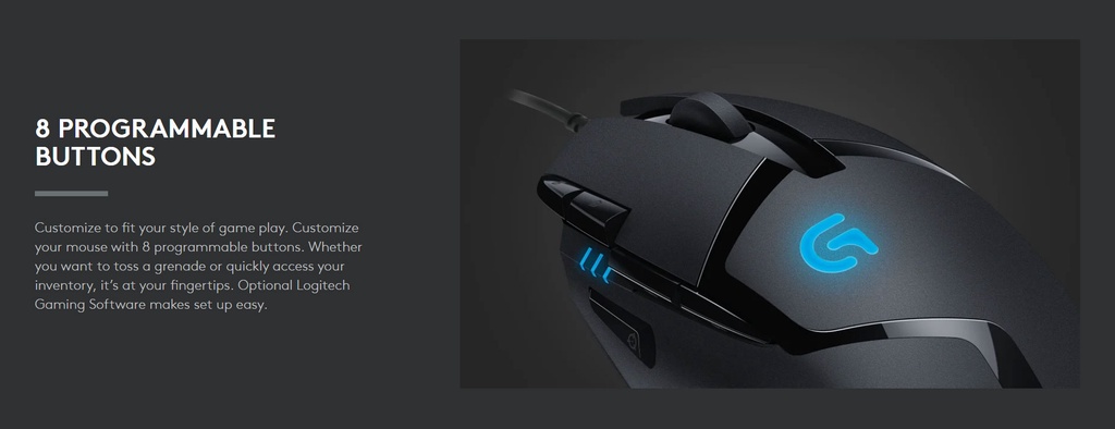 【100% Original】Logitech G402 Hyperion Fury Wired Gaming Mouse, 4,000 Dpi, 8 Programmable Buttons