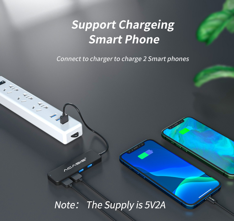 ACASIS 3.0 / 2.0 USB HUB 4 Port USB 3.0 Adapter with Power Supply Micro USB Multiple USB Splitter High Speed OTG Extension for Laptop MacBook PC Computer Accessories Adaptor USB 3.0 HUB