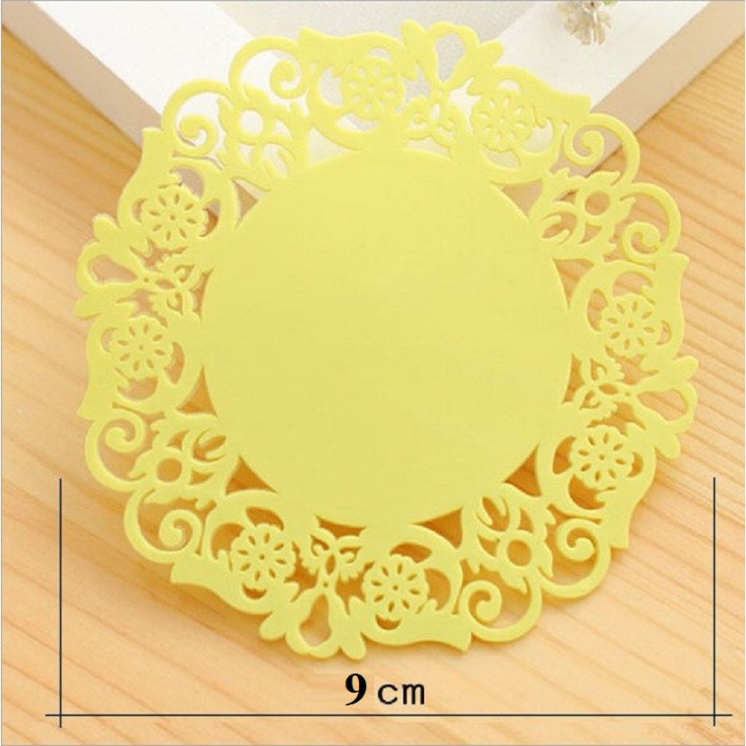 Miếng Lót Ly Hoa Văn Dễ Thương 9cm