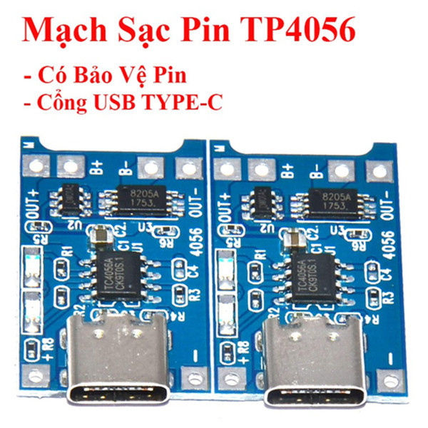 (2 cái) Mạch Sạc Pin TP4056 cổng USB micro B / Type C (Có / Không IC bảo Vệ ) ||