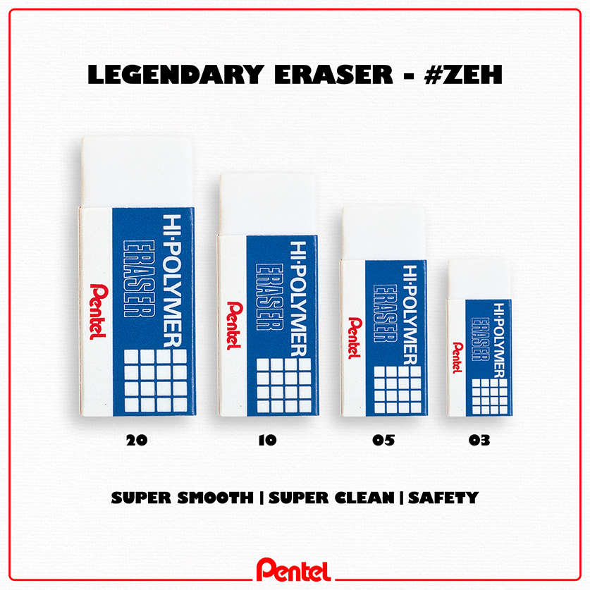 Gôm Tẩy Siêu Sạch Pentel HIPOLYMER - ZEH [Hàng Chính Hãng Pentel Nhật Bản]