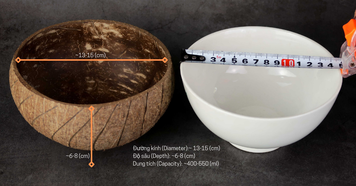 [Chuẩn xuất khẩu]Tô (Bát) gáo dừa hoa văn Cetus [Cetus Pattern Coconut Bowl]