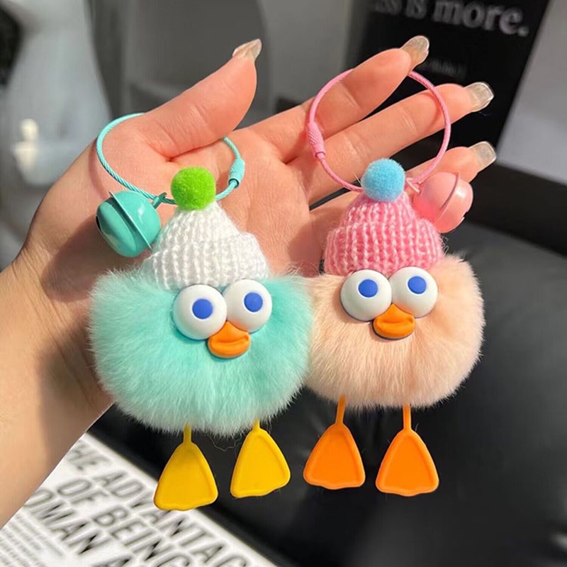 Móc khoá lông con vịt nhiều màu sắc cute