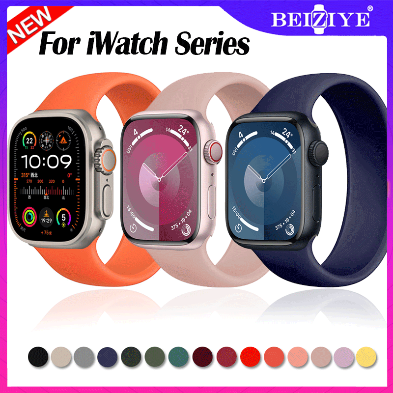 Dây đeo Solo Loop cho Apple Watch Band Ultra 2 49mm Belt Vòng đeo tay silicon tương ứng với dây đeo đồng hồ cho Apple Watch series 9 8 7 6 SE2 5 4 3 2 1 45mm 41mm 40mm 44mm 42mm 38mm