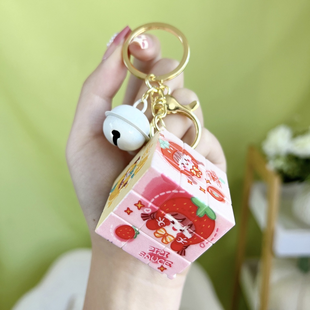 Móc khoá hình lập phương động vật cute