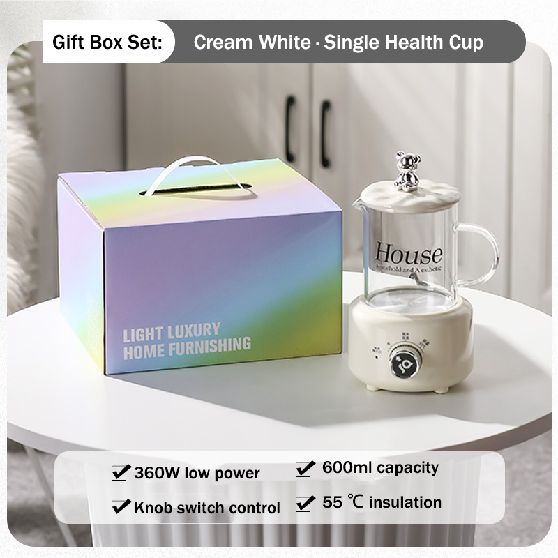 XiaoZhunbangchu Health kettle set office kettle glass mini electric stew cup multi-function tea maker