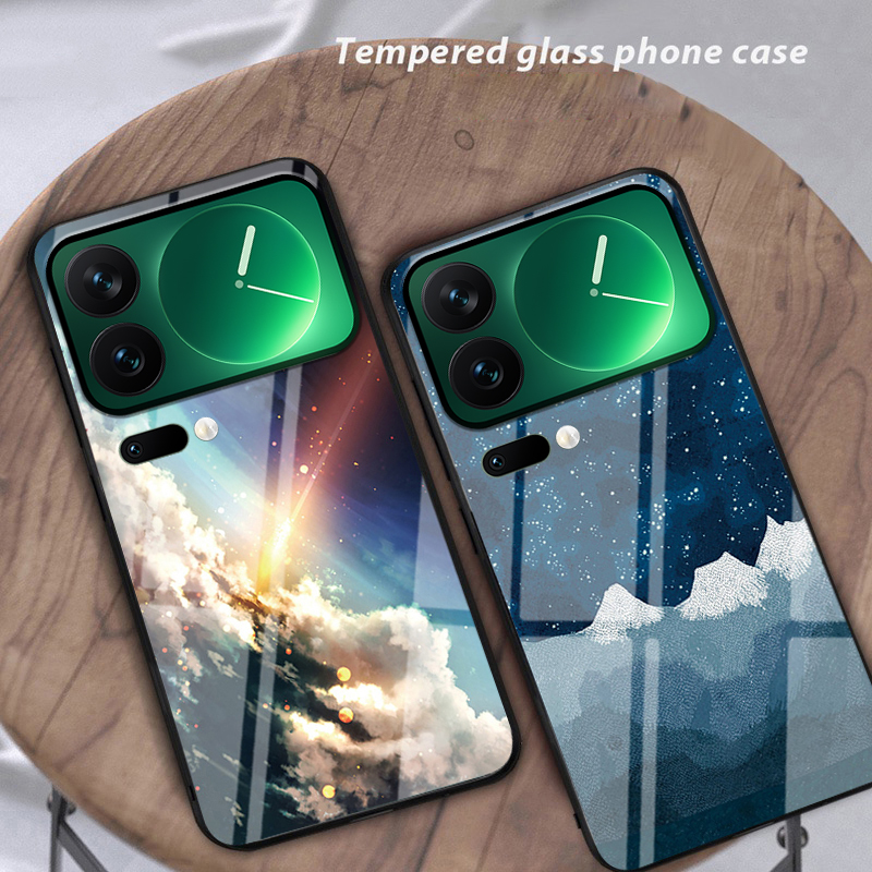 For Xiaomi 17 17 Pro Max Phone Case Tempered Glass Protector Rainbow Gradient Fantasy Starry Glass Colorful Cover for Xiaomi 17 Cover Casing HP.