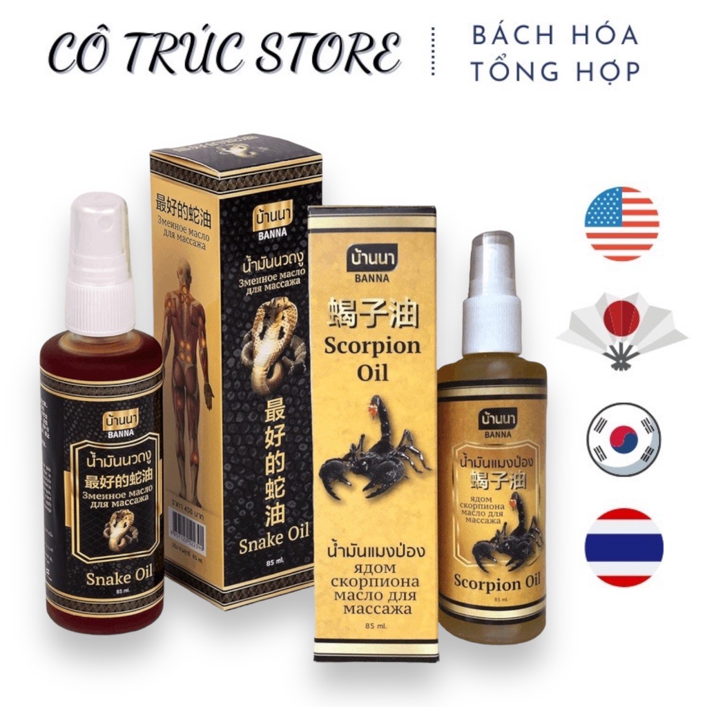 [CHÍNH HÃNG] Dầu Xịt Xoa Bóp Con Rắn - Bọ Cạp BANNA Thái Lan (Snake Oil - Scorpion Oil)