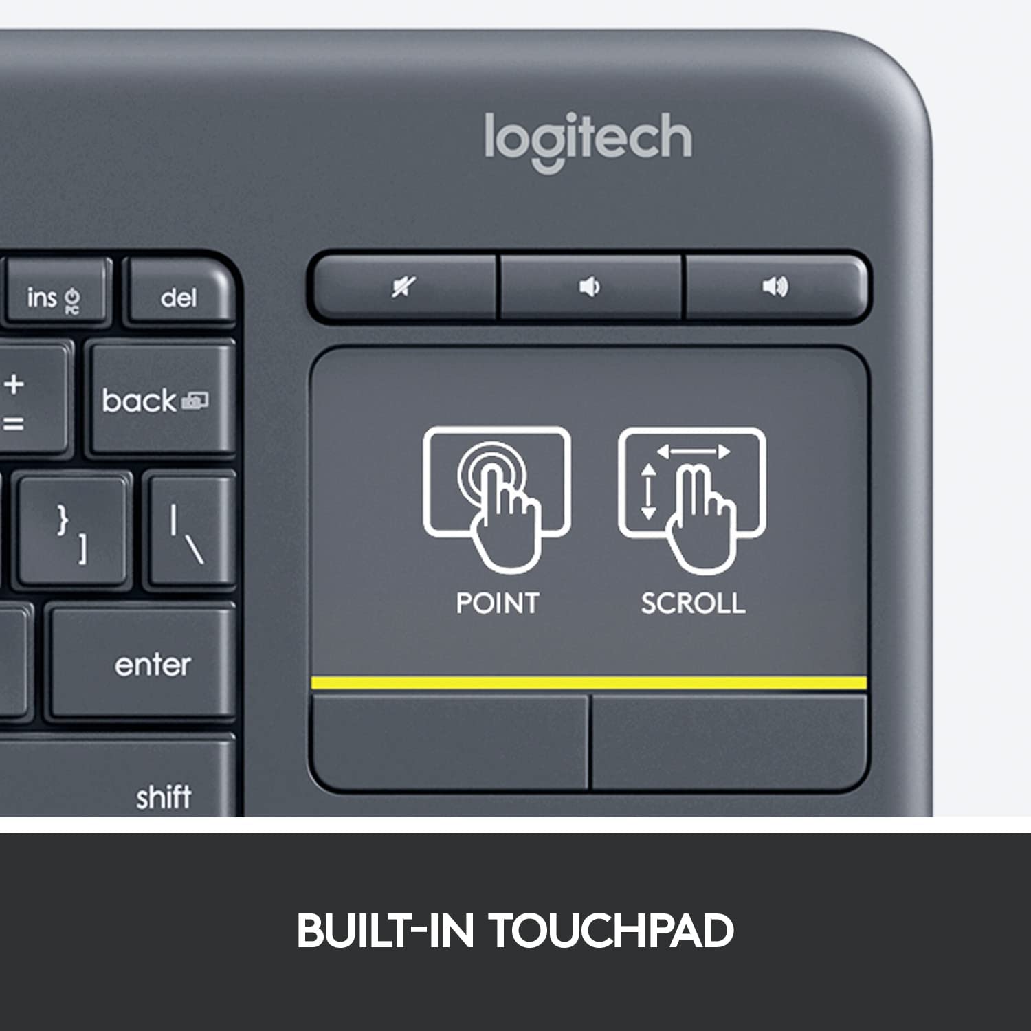 Logitech Bàn Phím Cảm Ứng Không Dây K400 Plus Kèm Bàn Di Chuột Cho Máy Tính Xách Tay Máy Tính Xách Tay Android Smart TV HTPC Bàn Phím 84 Phím Cho Gia Đình Văn Phòng