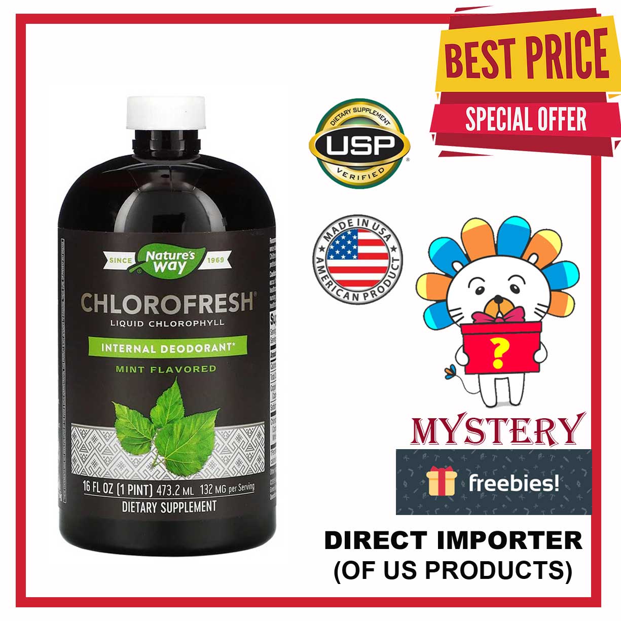 Nature's Way, Chlorofresh, Liquid Chlorophyll, Mint, 132 mg, 16 fl oz