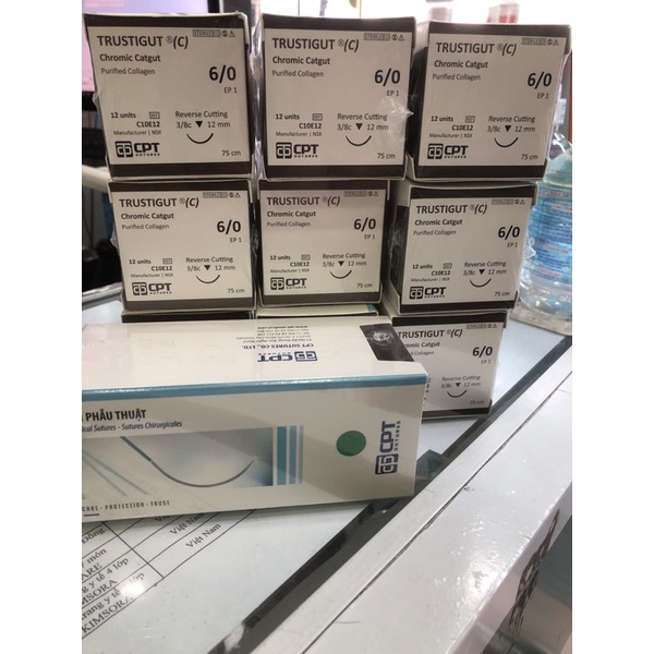 ️ chỉ khâu phẫu thuật thẩm mĩ tự tiêu cpt trustigut chromic catgut 6/0 chỉ khâu phẫu thuật trustigut 6/0